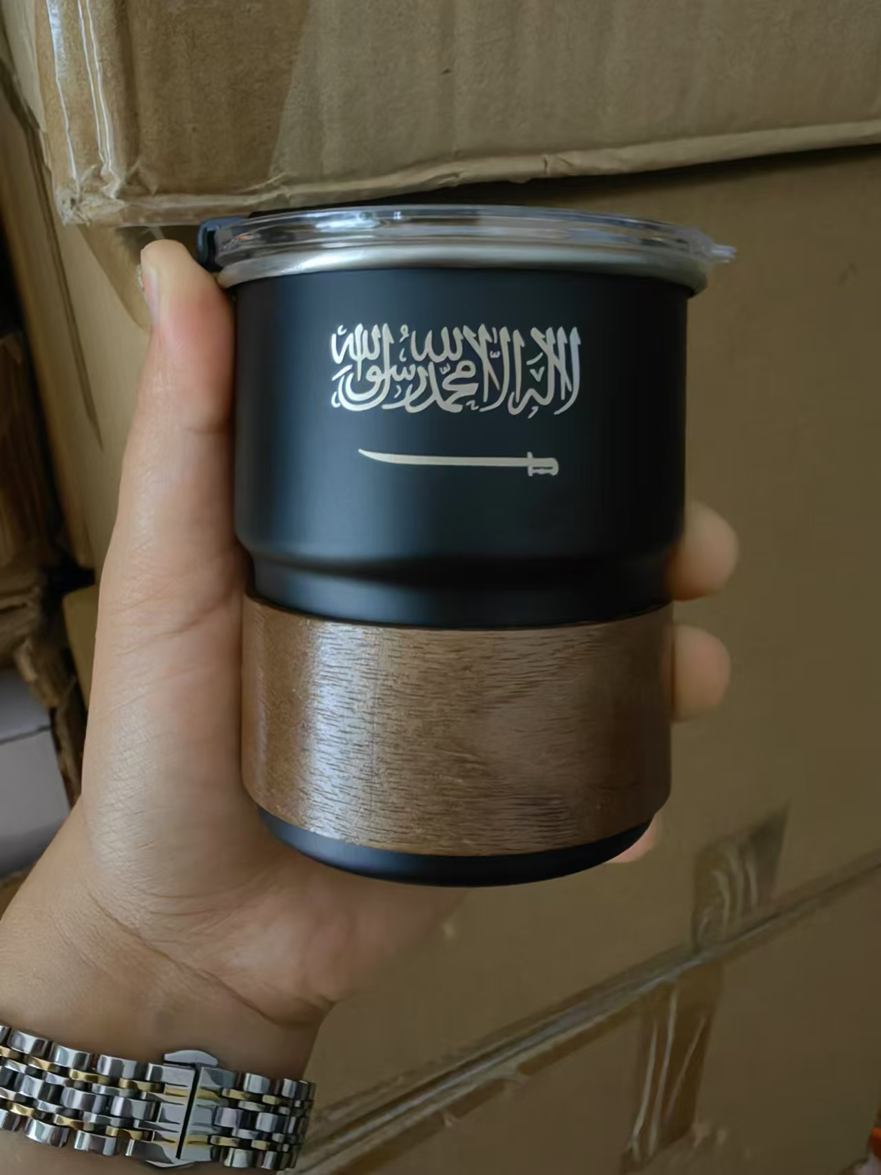 Taza de acero inoxidable con l - Coffee Equipment Logo reseña y precio