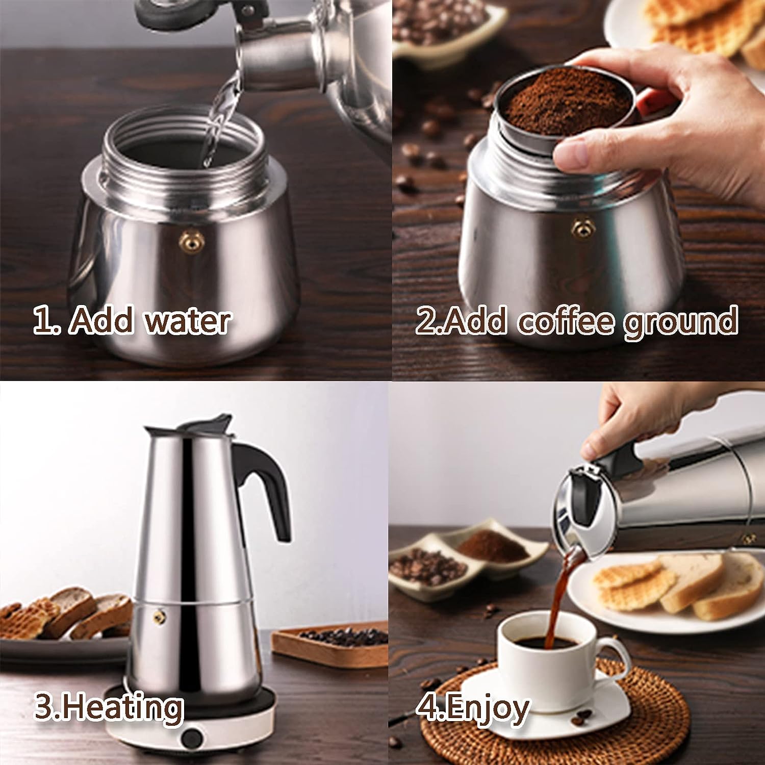 4/6/9 tazas Moka Pot Caffe Taz - Coffee Equipment Wholesale reseña y precio